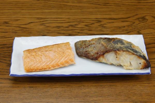 銀だらみそ焼・鮭ハラス塩焼定食